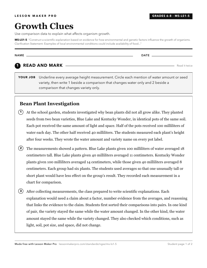 Preview of the MS-LS1-5 printable worksheet