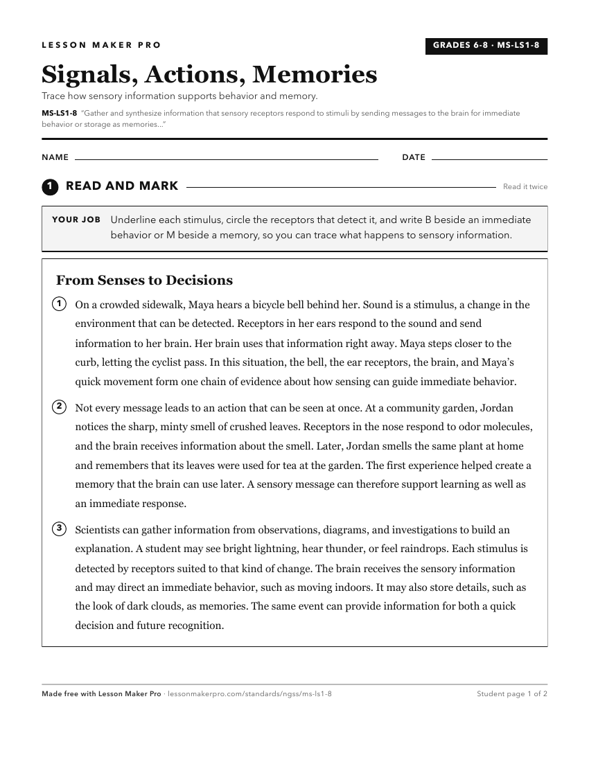 Preview of the MS-LS1-8 printable worksheet