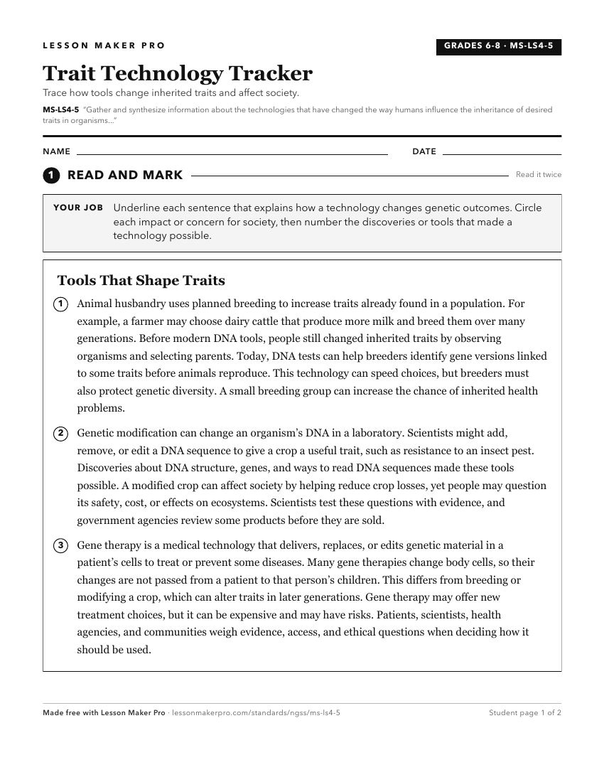 Preview of the MS-LS4-5 printable worksheet