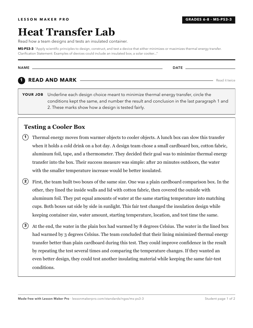 Preview of the MS-PS3-3 printable worksheet