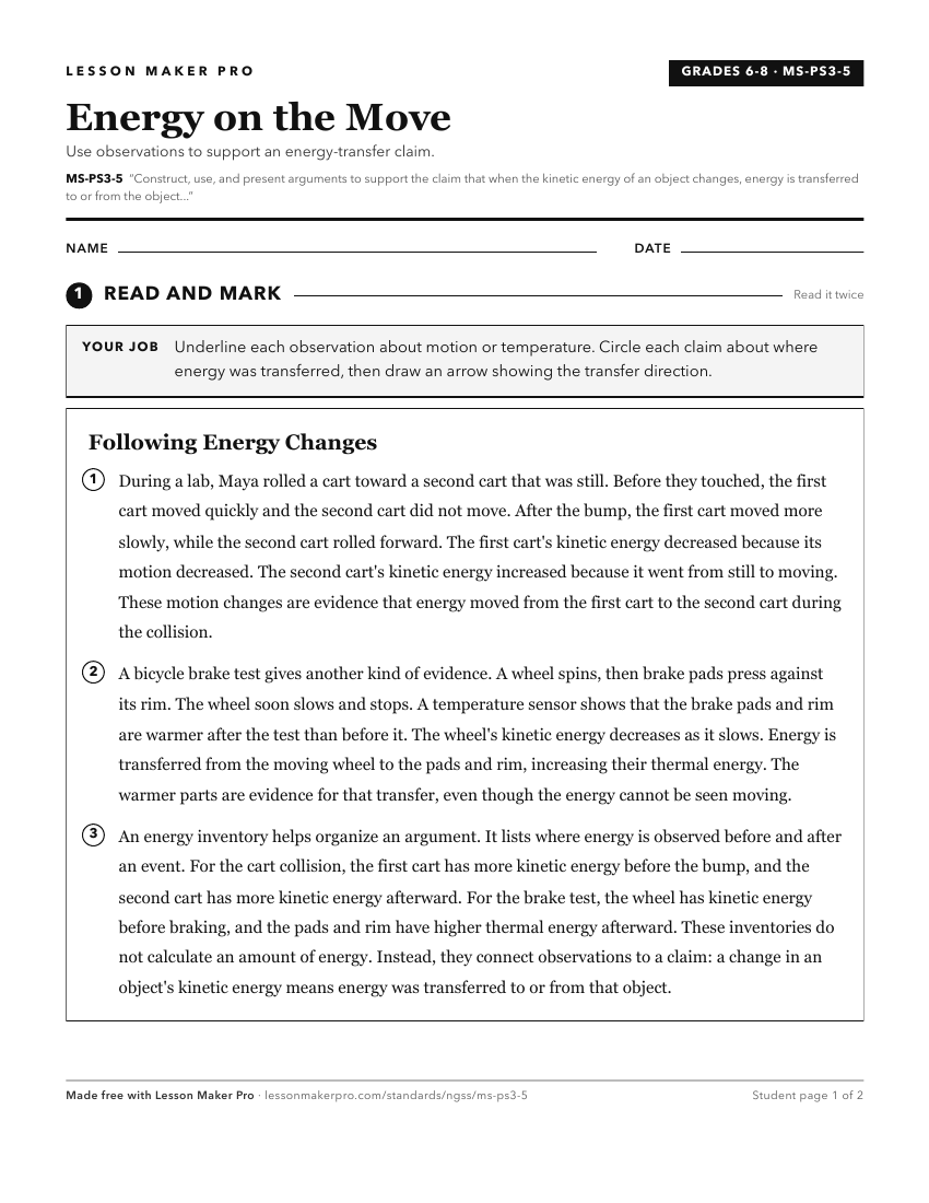 Preview of the MS-PS3-5 printable worksheet