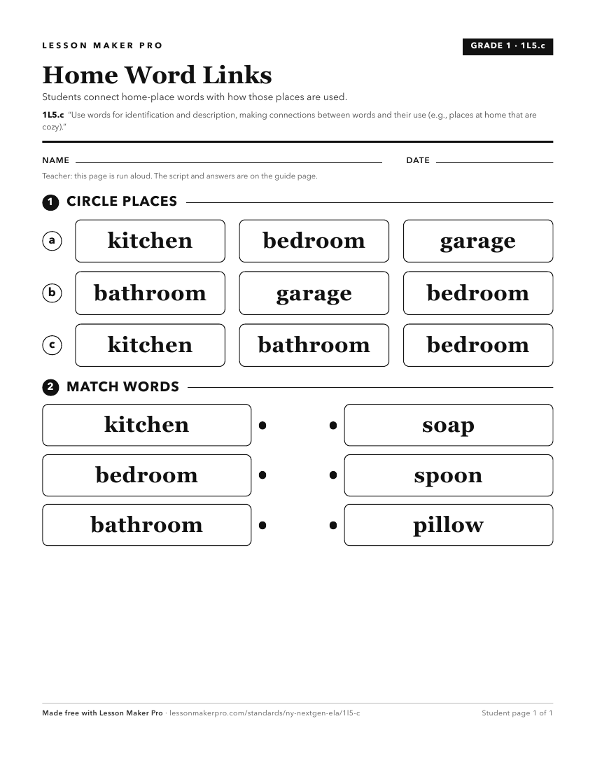 Preview of the 1L5.c printable worksheet