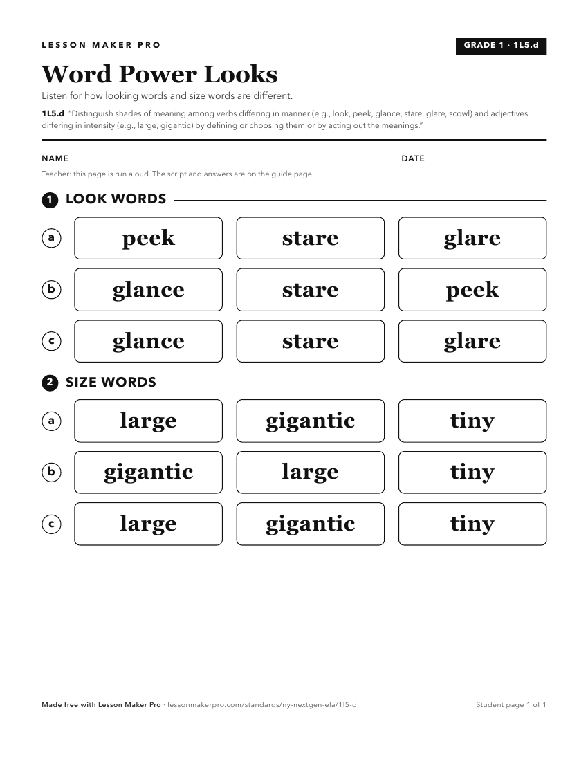 Preview of the 1L5.d printable worksheet