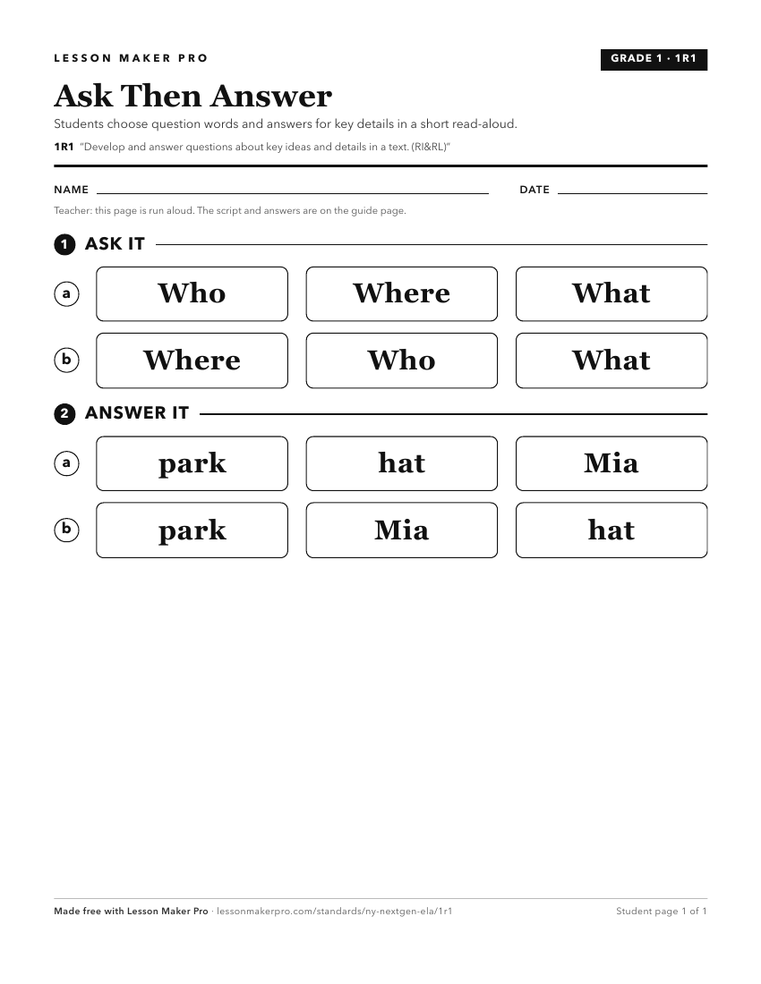 Preview of the 1R1 printable worksheet