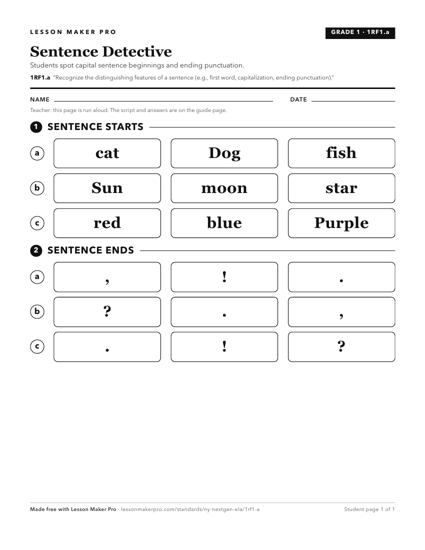 Preview of the 1RF1.a printable worksheet