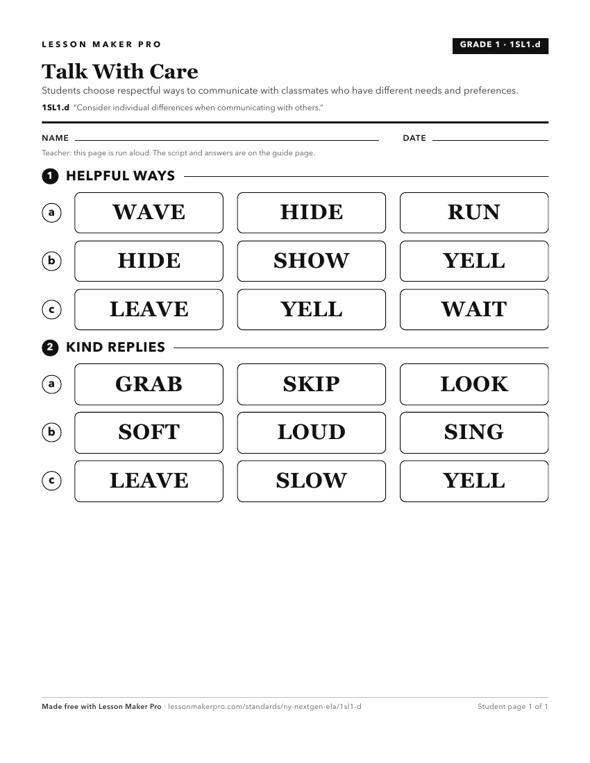 Preview of the 1SL1.d printable worksheet