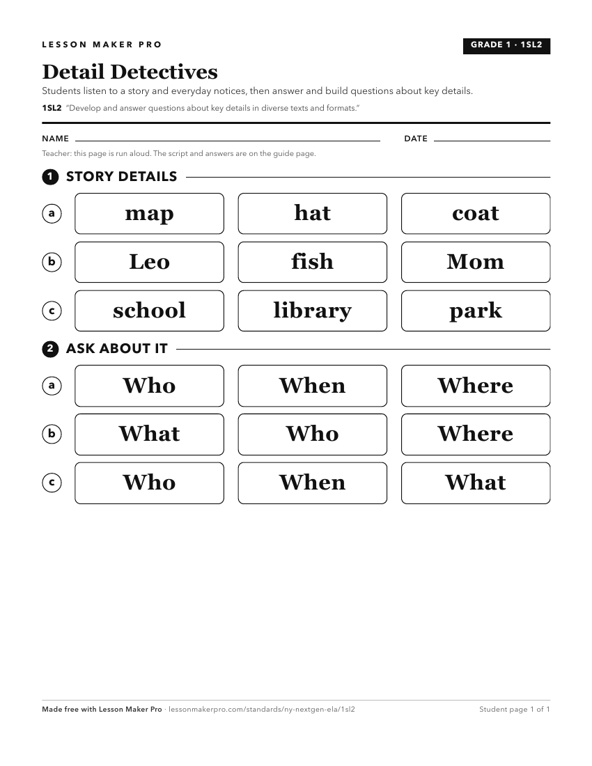 Preview of the 1SL2 printable worksheet