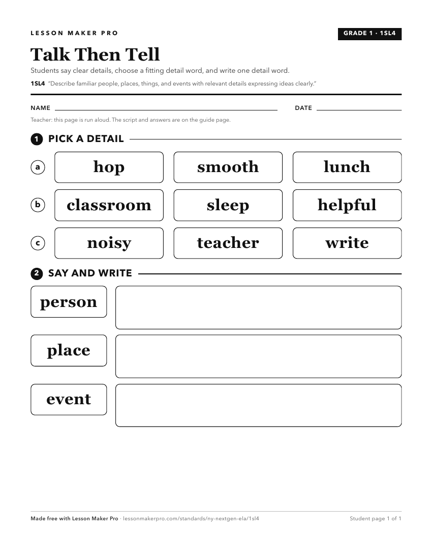 Preview of the 1SL4 printable worksheet