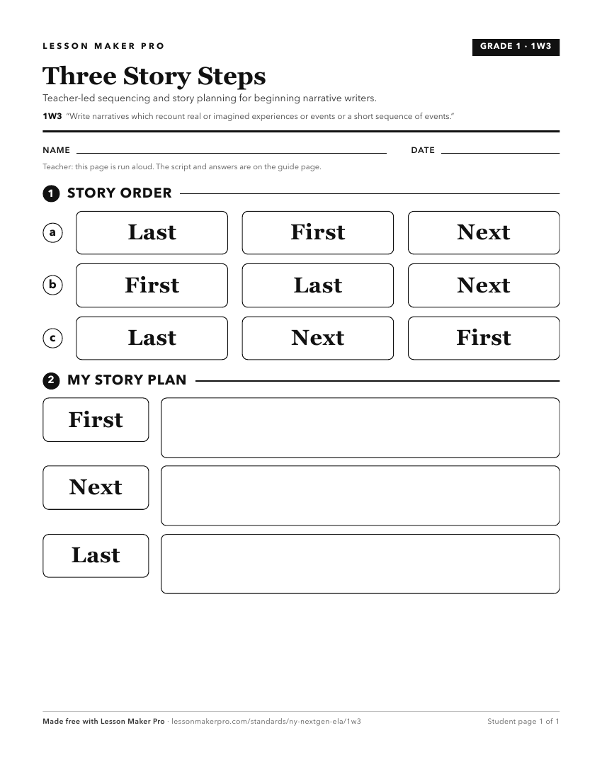Preview of the 1W3 printable worksheet