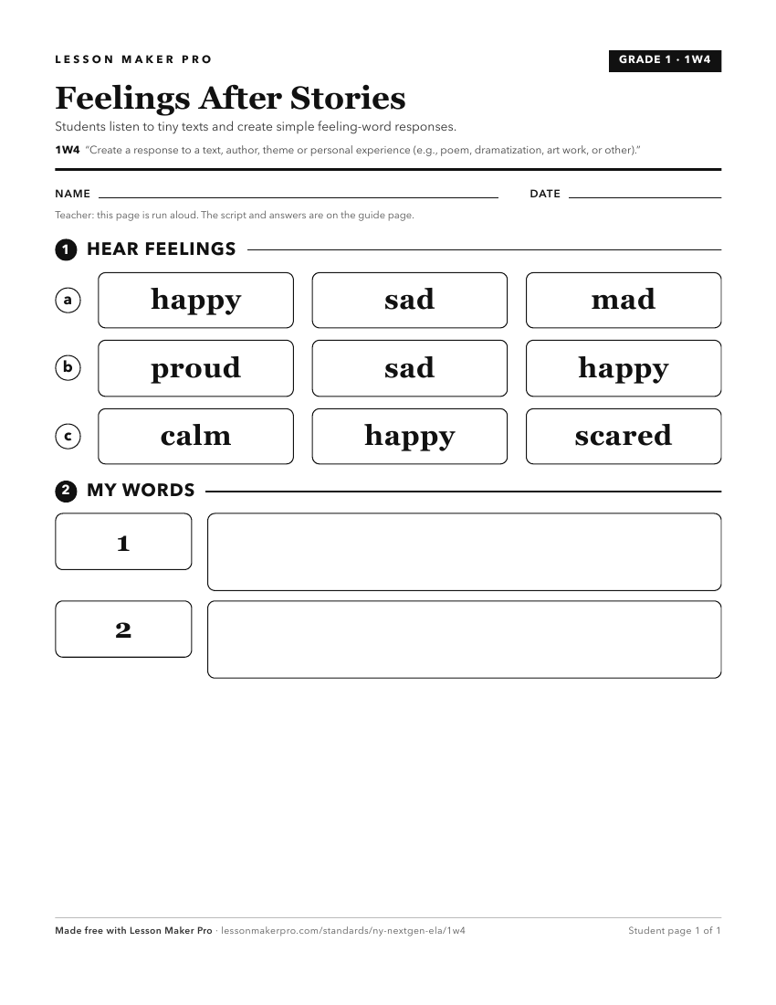 Preview of the 1W4 printable worksheet