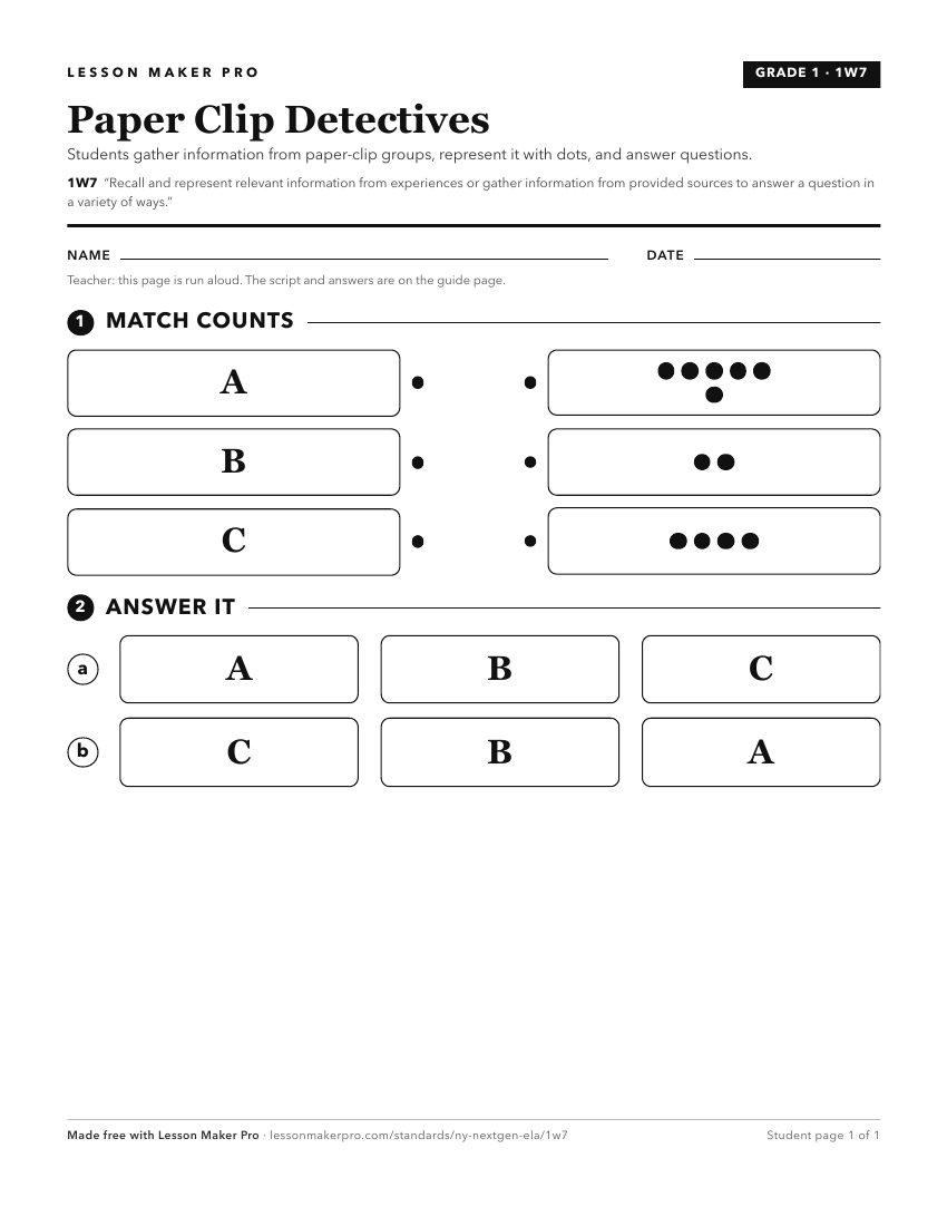 Preview of the 1W7 printable worksheet