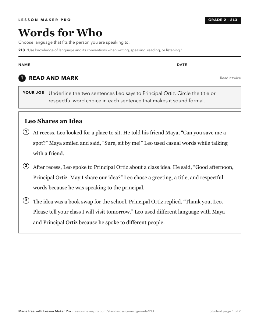 Preview of the 2L3 printable worksheet