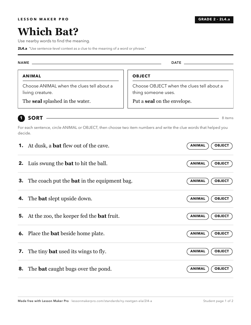 Preview of the 2L4.a printable worksheet