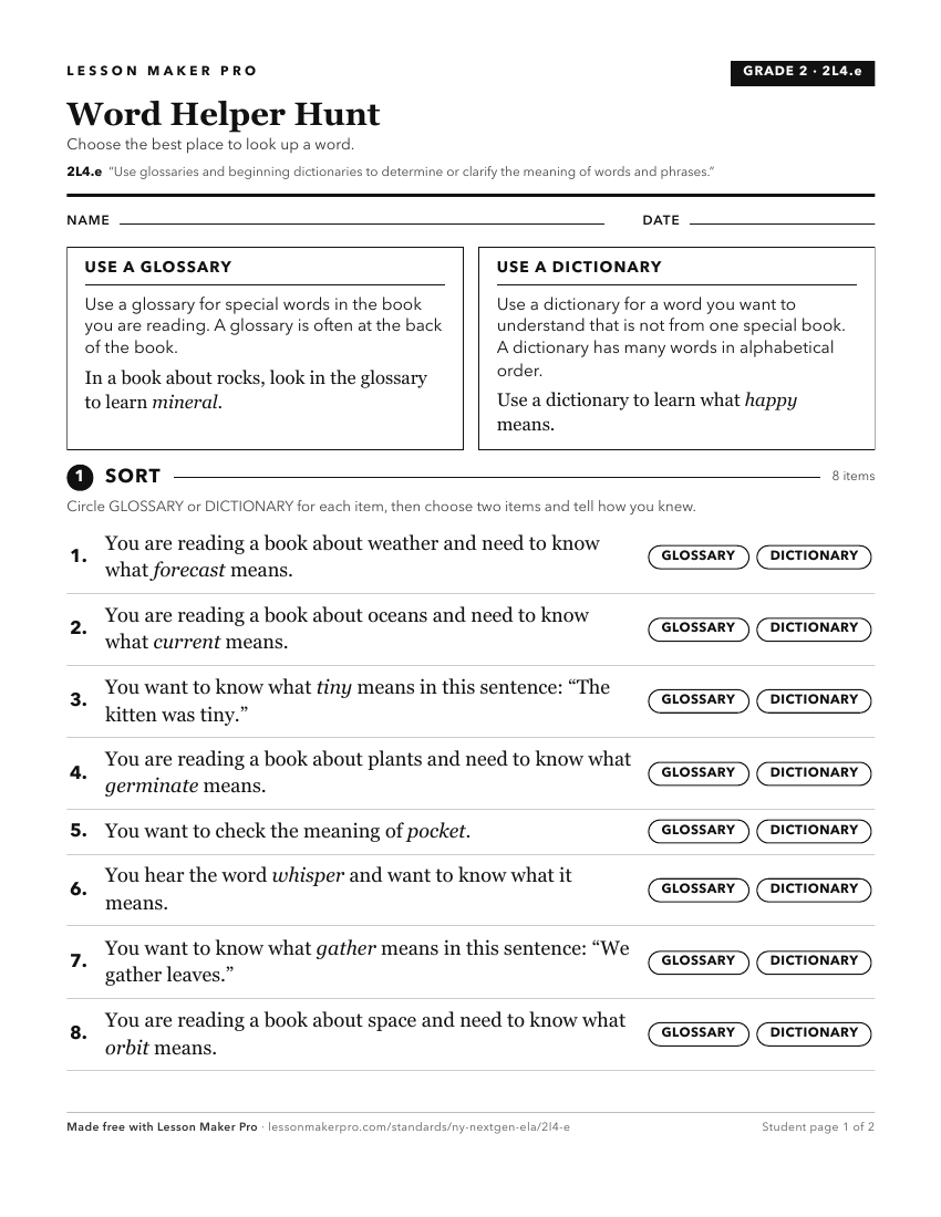 Preview of the 2L4.e printable worksheet