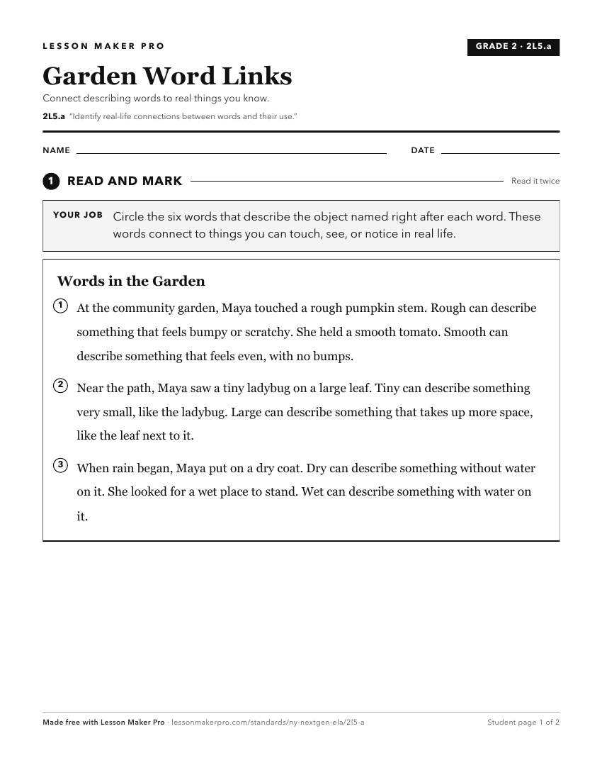 Preview of the 2L5.a printable worksheet