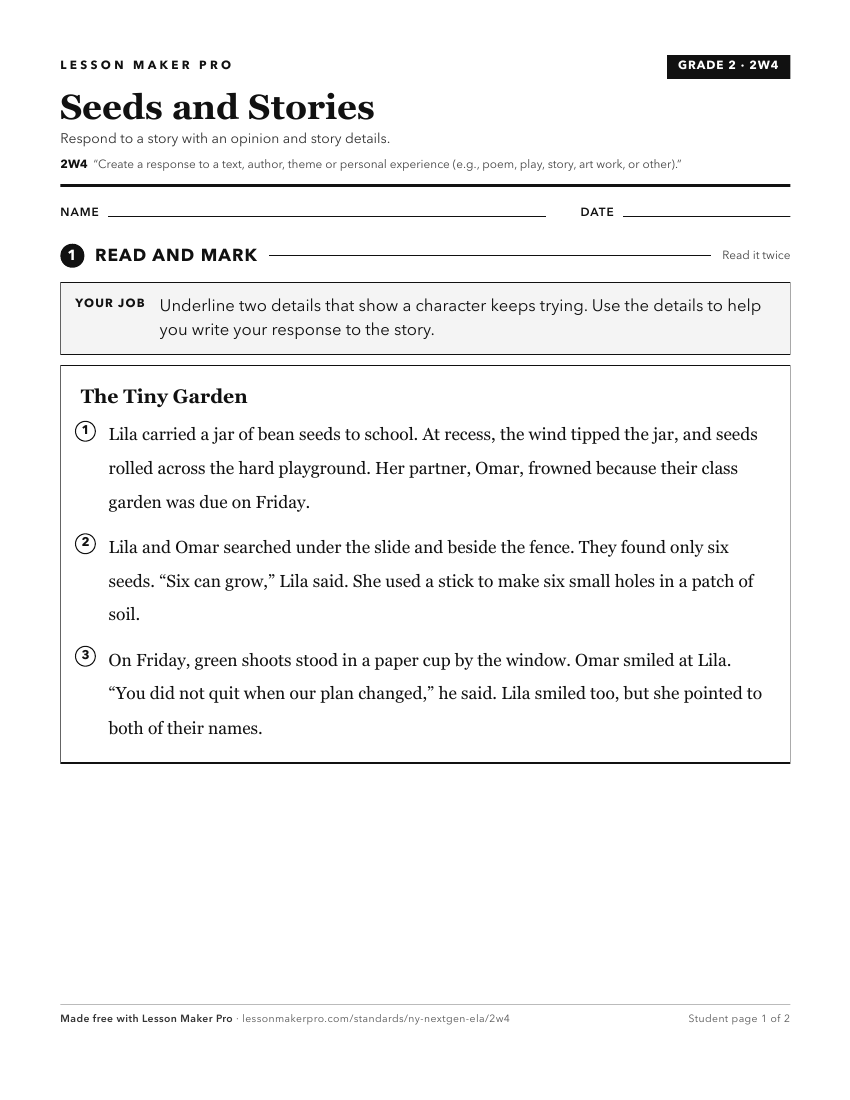 Preview of the 2W4 printable worksheet