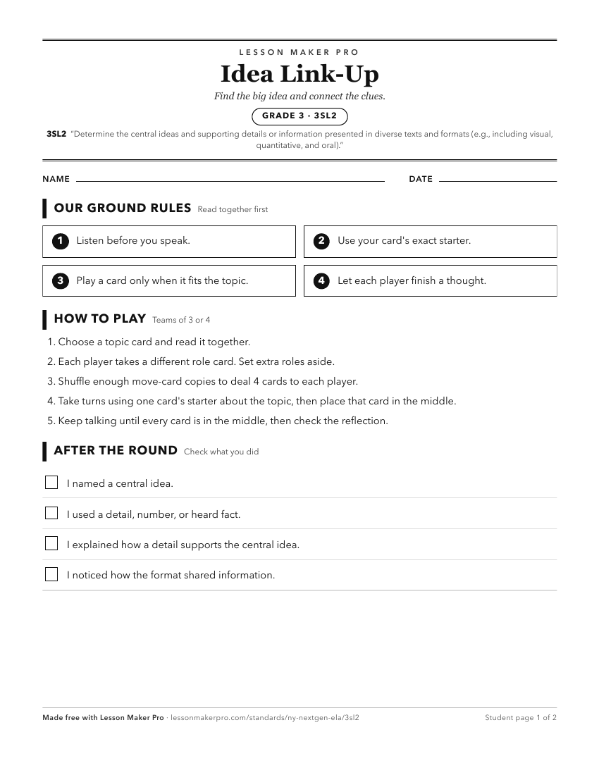 Preview of the 3SL2 printable worksheet