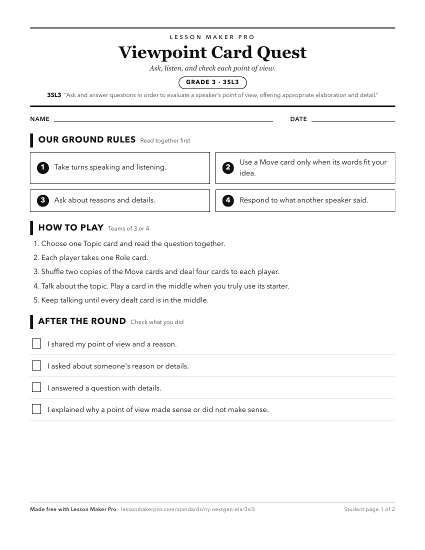 Preview of the 3SL3 printable worksheet