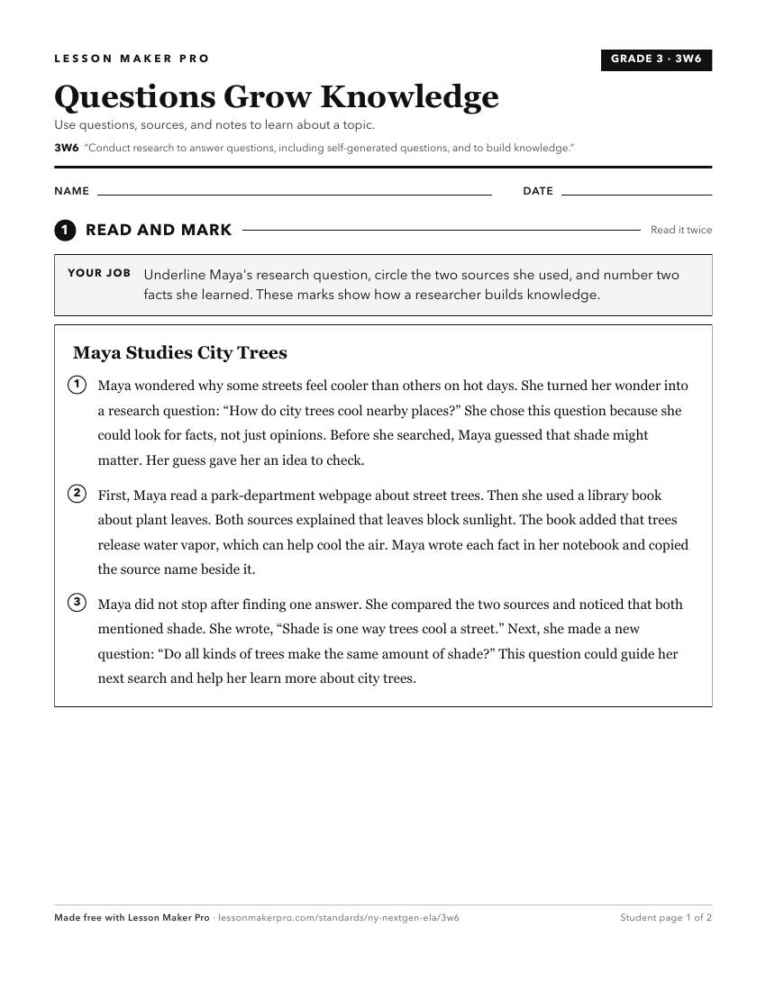 Preview of the 3W6 printable worksheet
