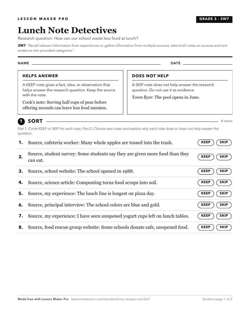 Preview of the 3W7 printable worksheet