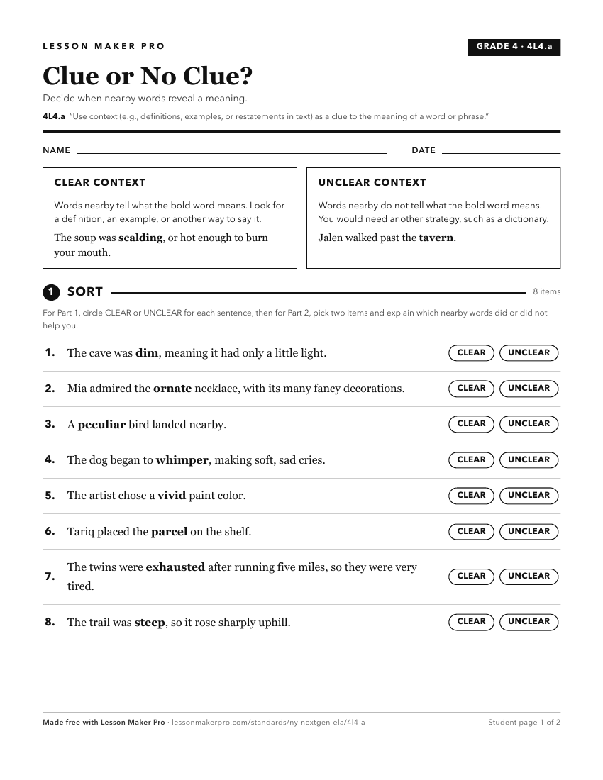 Preview of the 4L4.a printable worksheet