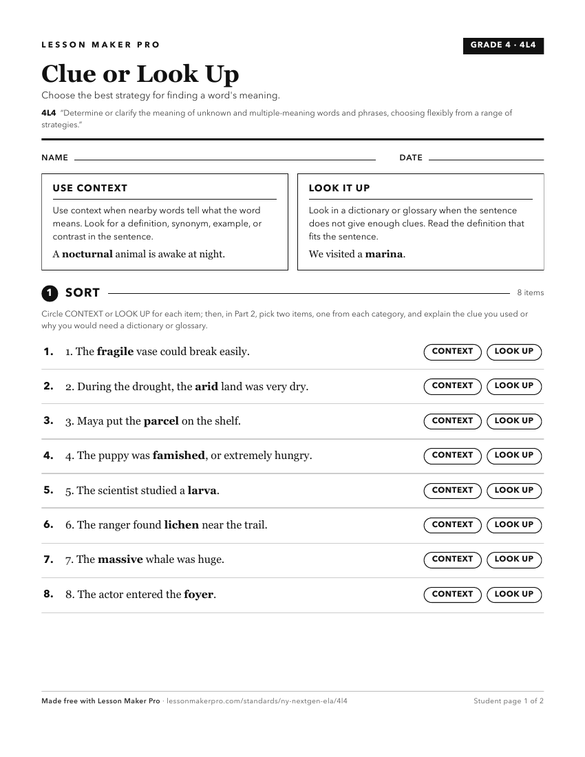 Preview of the 4L4 printable worksheet