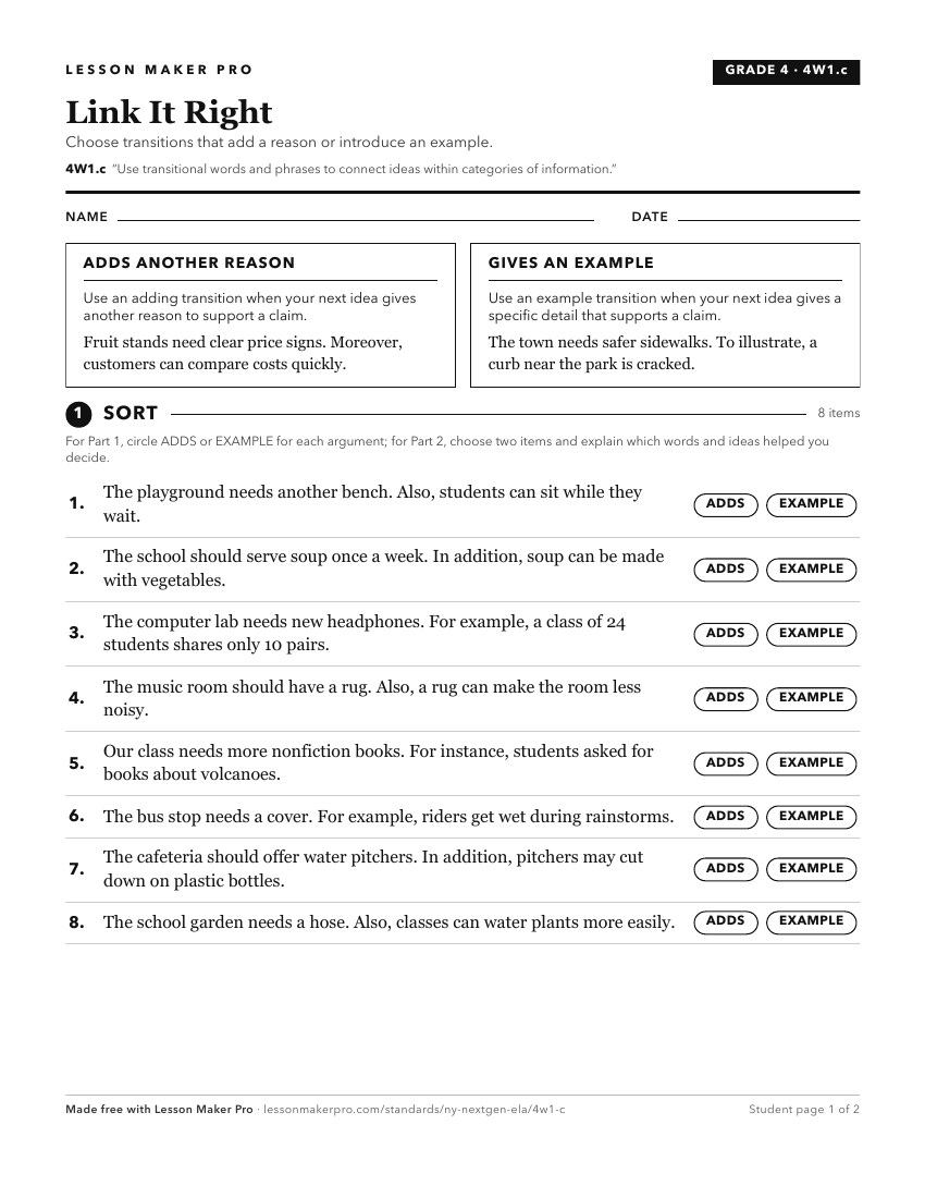 Preview of the 4W1.c printable worksheet