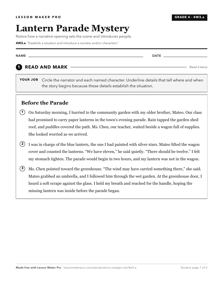 Preview of the 4W3.a printable worksheet
