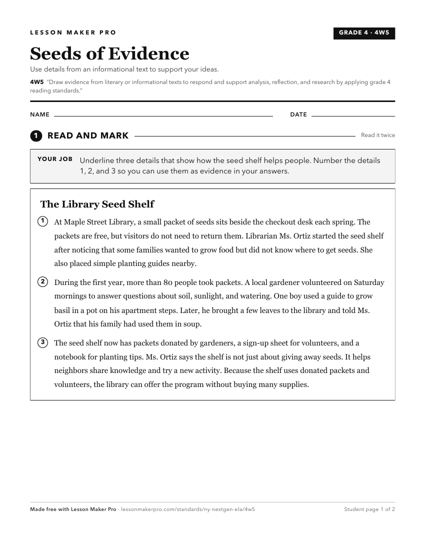 Preview of the 4W5 printable worksheet