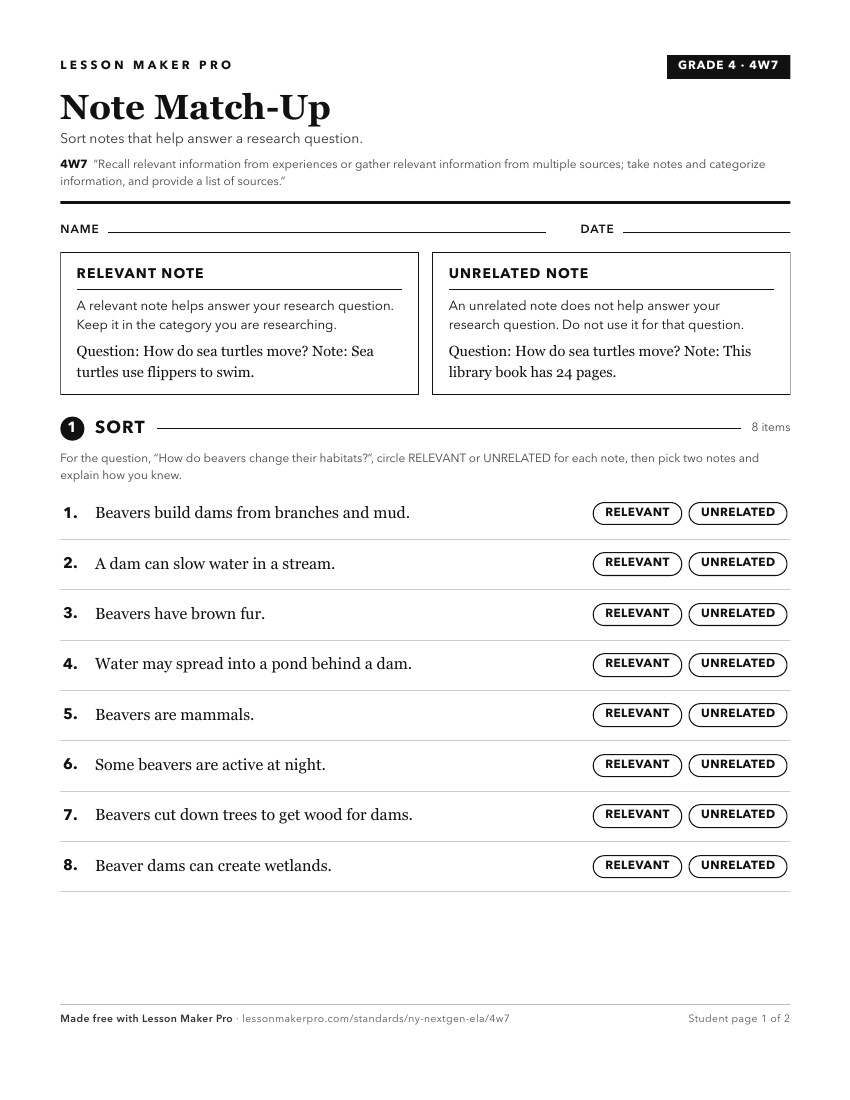 Preview of the 4W7 printable worksheet
