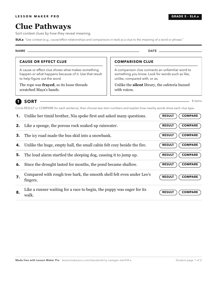 Preview of the 5L4.a printable worksheet