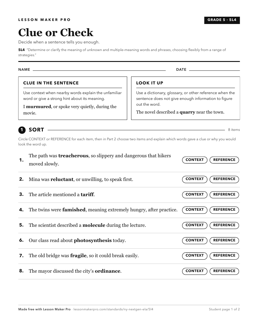 Preview of the 5L4 printable worksheet