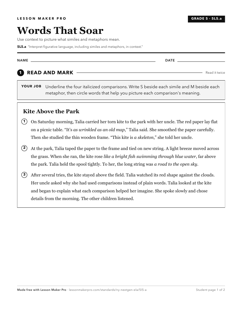 Preview of the 5L5.a printable worksheet