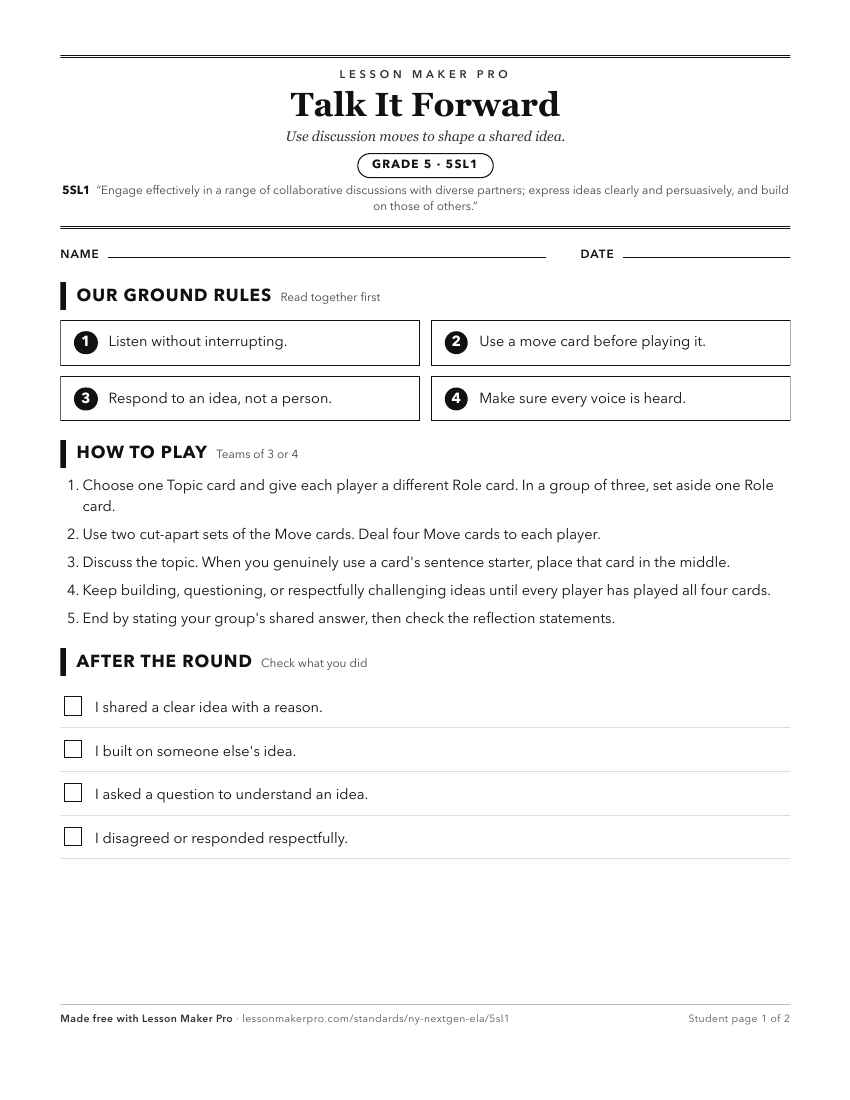 Preview of the 5SL1 printable worksheet