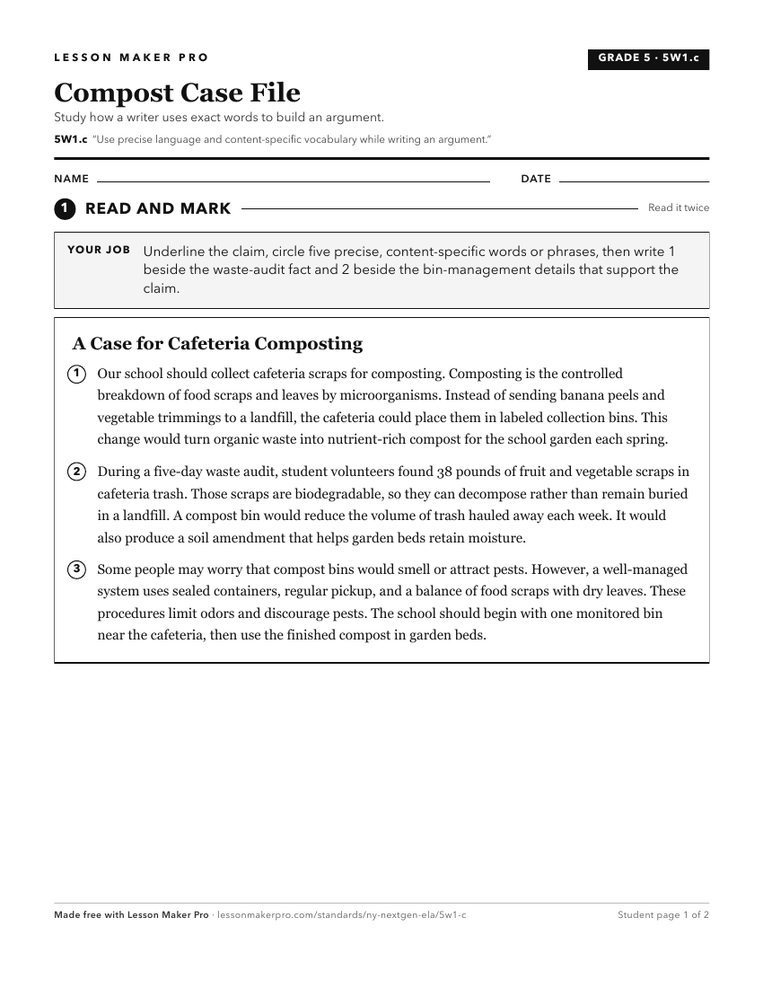 Preview of the 5W1.c printable worksheet