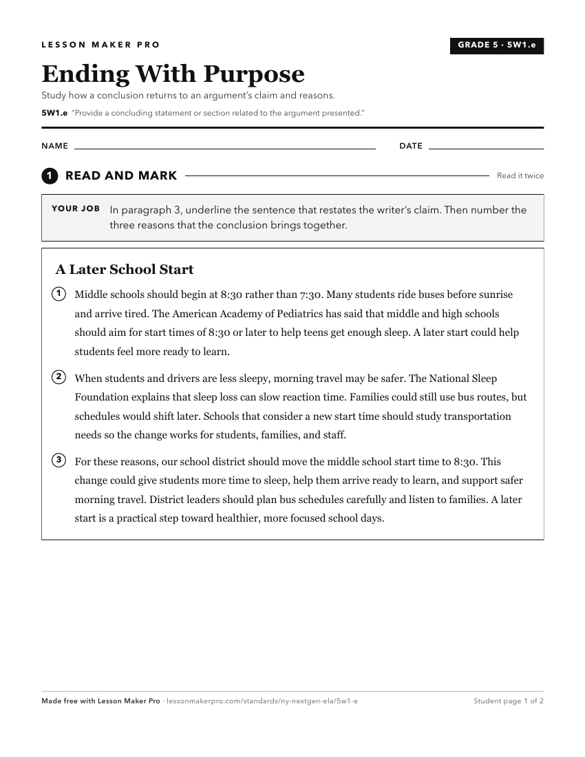 Preview of the 5W1.e printable worksheet