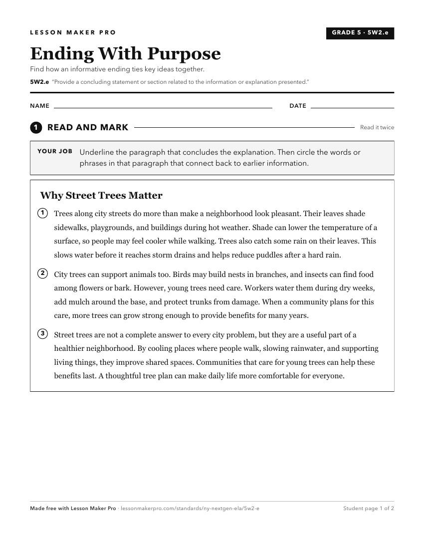 Preview of the 5W2.e printable worksheet