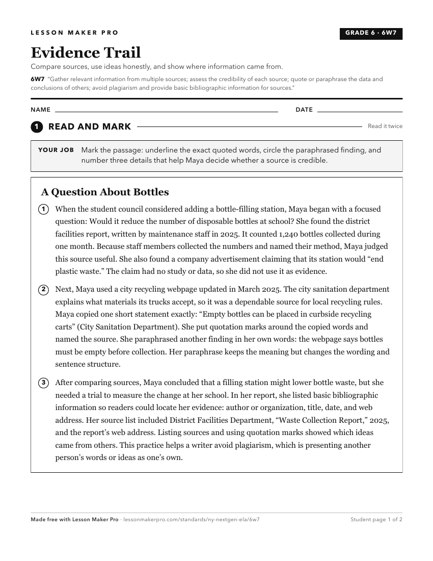 Preview of the 6W7 printable worksheet