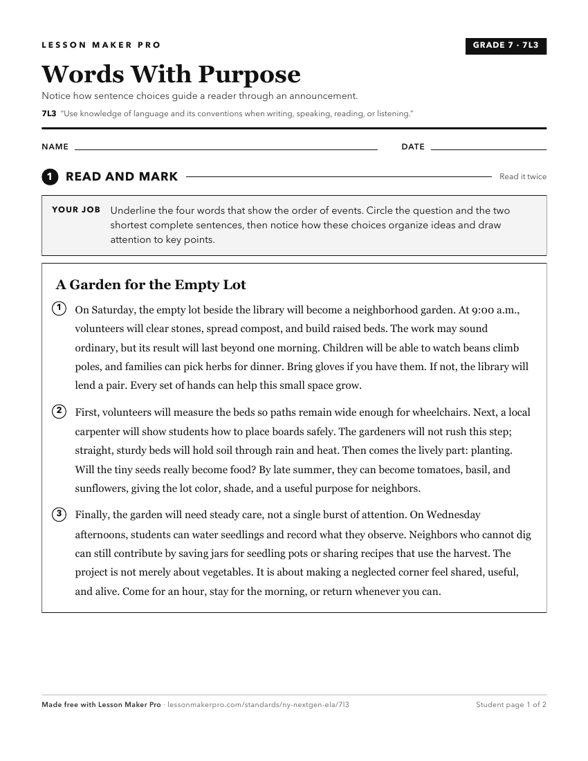 Preview of the 7L3 printable worksheet