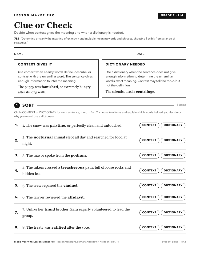 Preview of the 7L4 printable worksheet