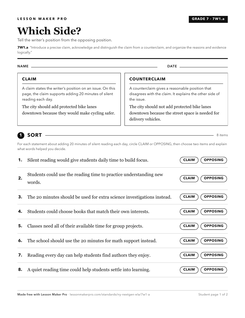 Preview of the 7W1.a printable worksheet