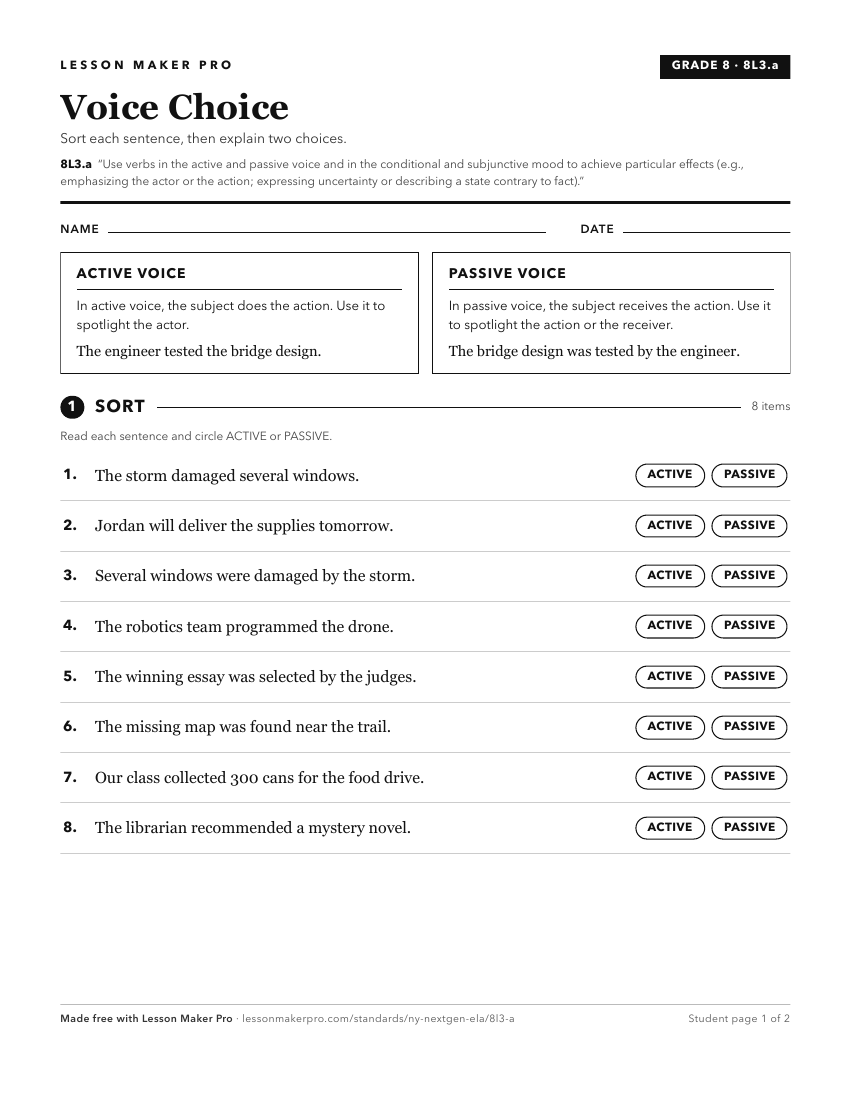 Preview of the 8L3.a printable worksheet