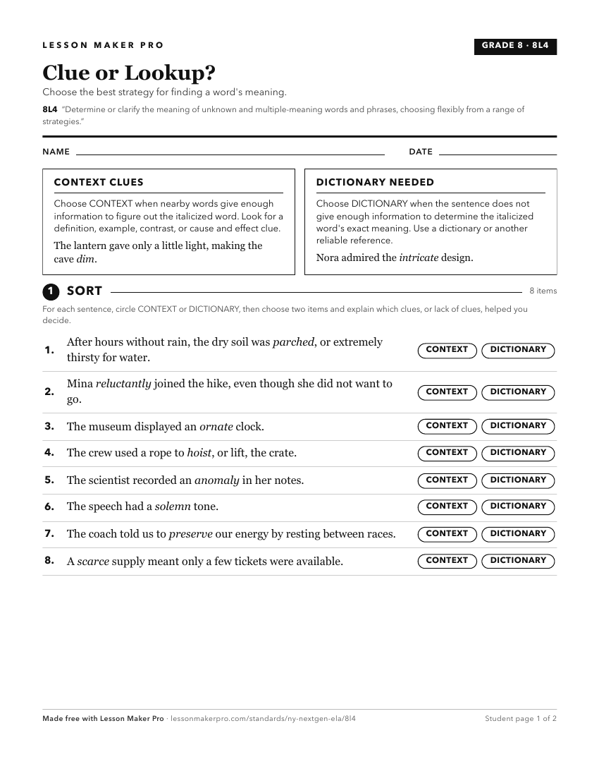 Preview of the 8L4 printable worksheet