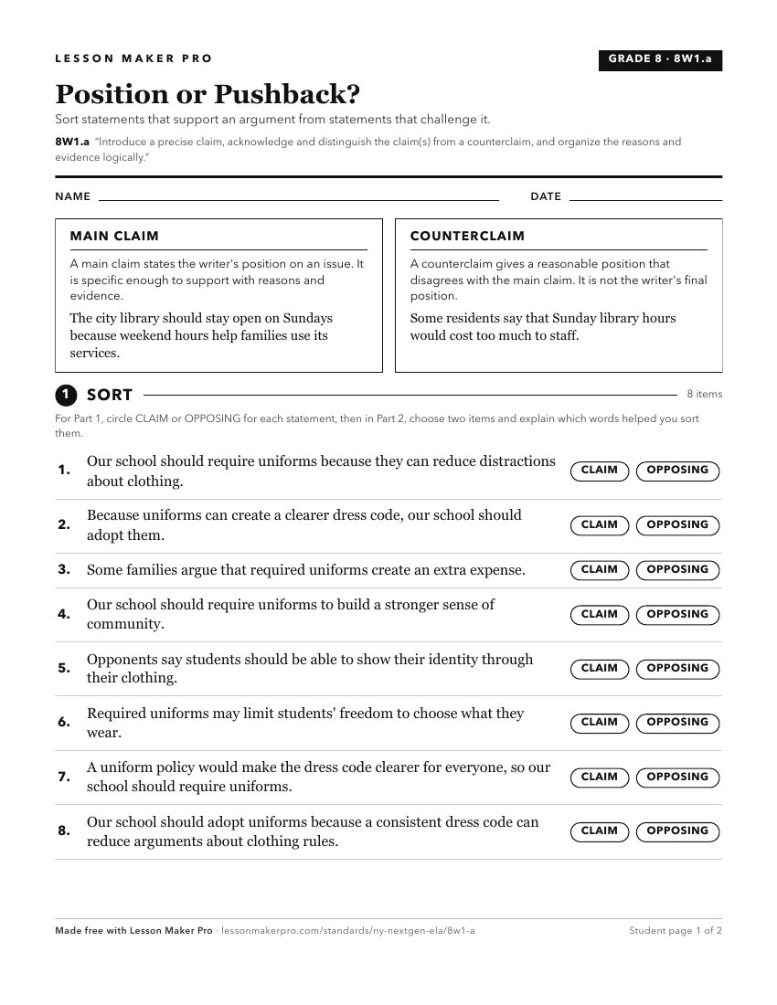 Preview of the 8W1.a printable worksheet