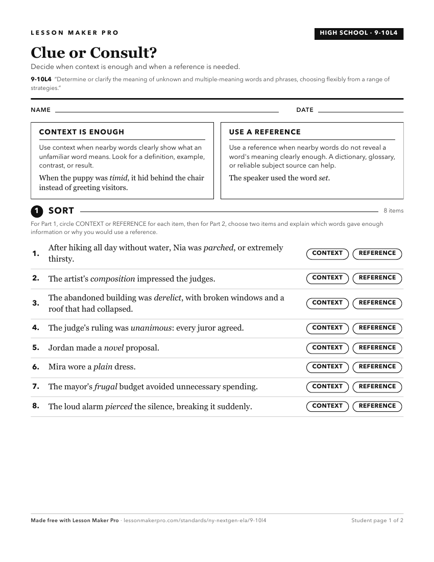 Preview of the 9-10L4 printable worksheet
