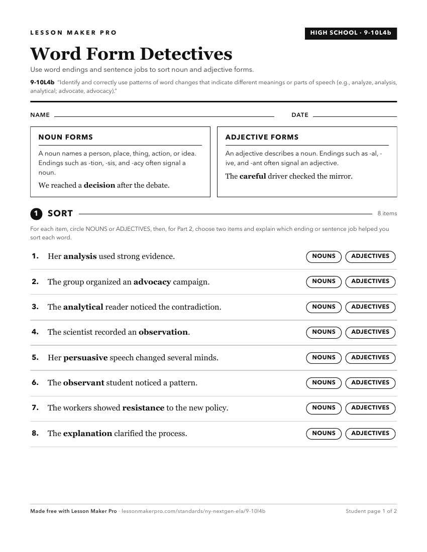 Preview of the 9-10L4b printable worksheet
