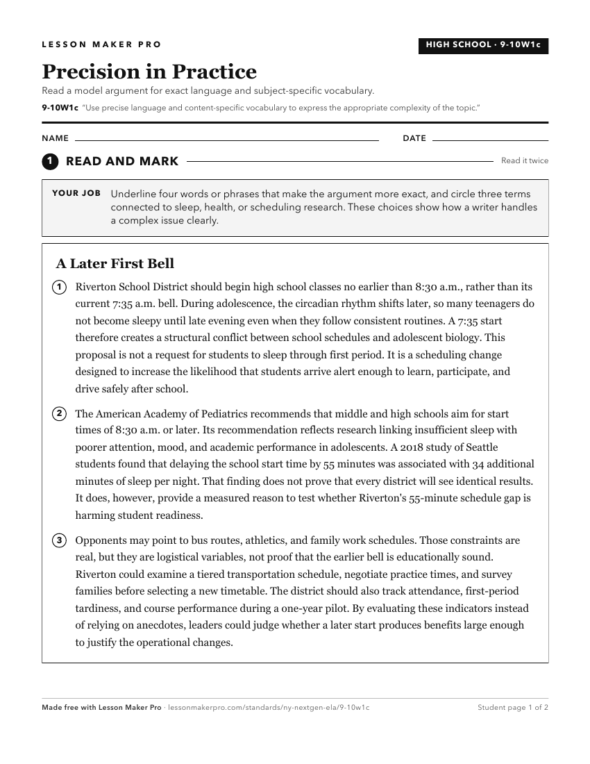 Preview of the 9-10W1c printable worksheet