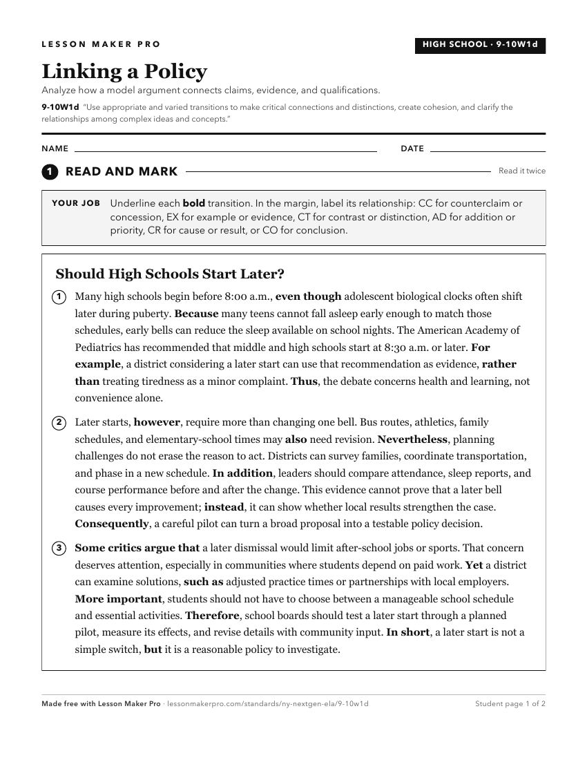 Preview of the 9-10W1d printable worksheet