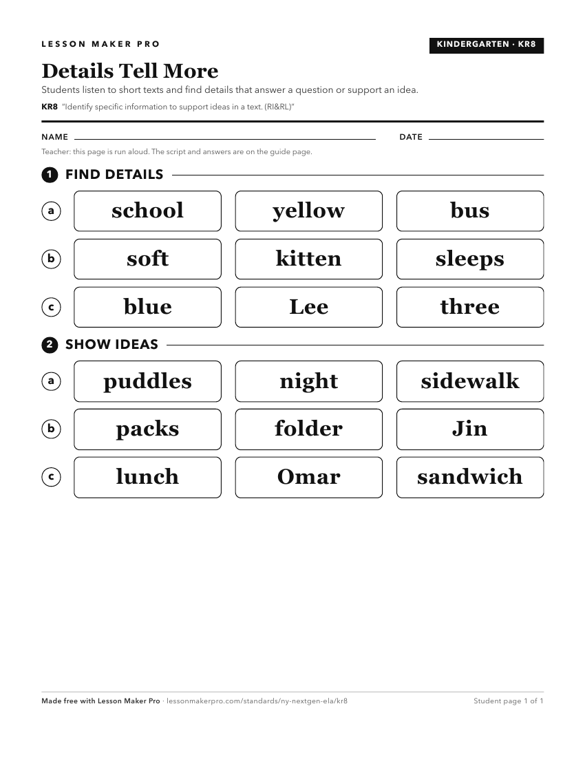 Preview of the KR8 printable worksheet