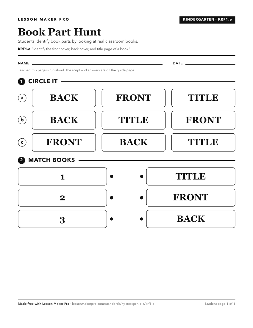 Preview of the KRF1.e printable worksheet
